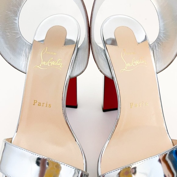 CHRISTIAN LOUBOUTIN Arkendisc Alta 130 metallic silver rainbow platform sandals - Picture 11 of 16